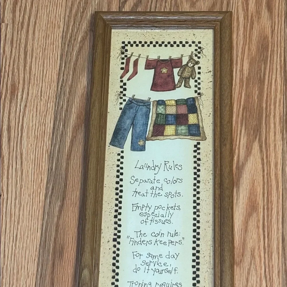 Laundry Rules Room Print, Vintage 90s Picture, Poem 6” x 21”